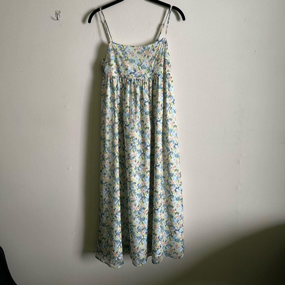 Abercrombie & Fitch Floral Midi Dress - Blue and White